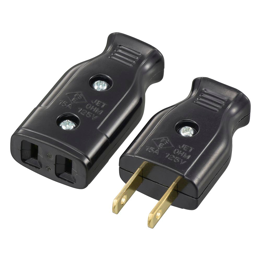 コードコネクター(プラグとボディのセット/補修用/1500Wまで/15A-125V/ブラック)_06-5373_HS-HST/KP_OHM(オーム電機)